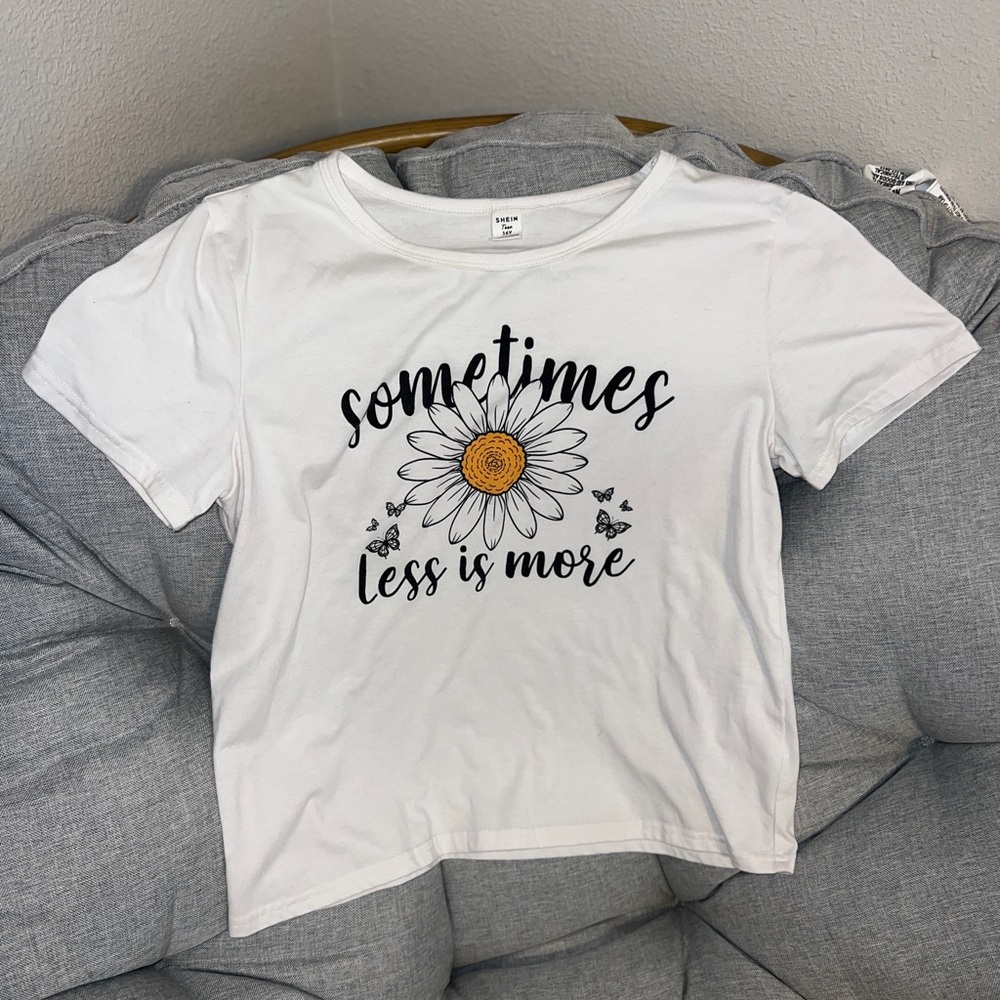 SHEIN White Tee with Daisy Print